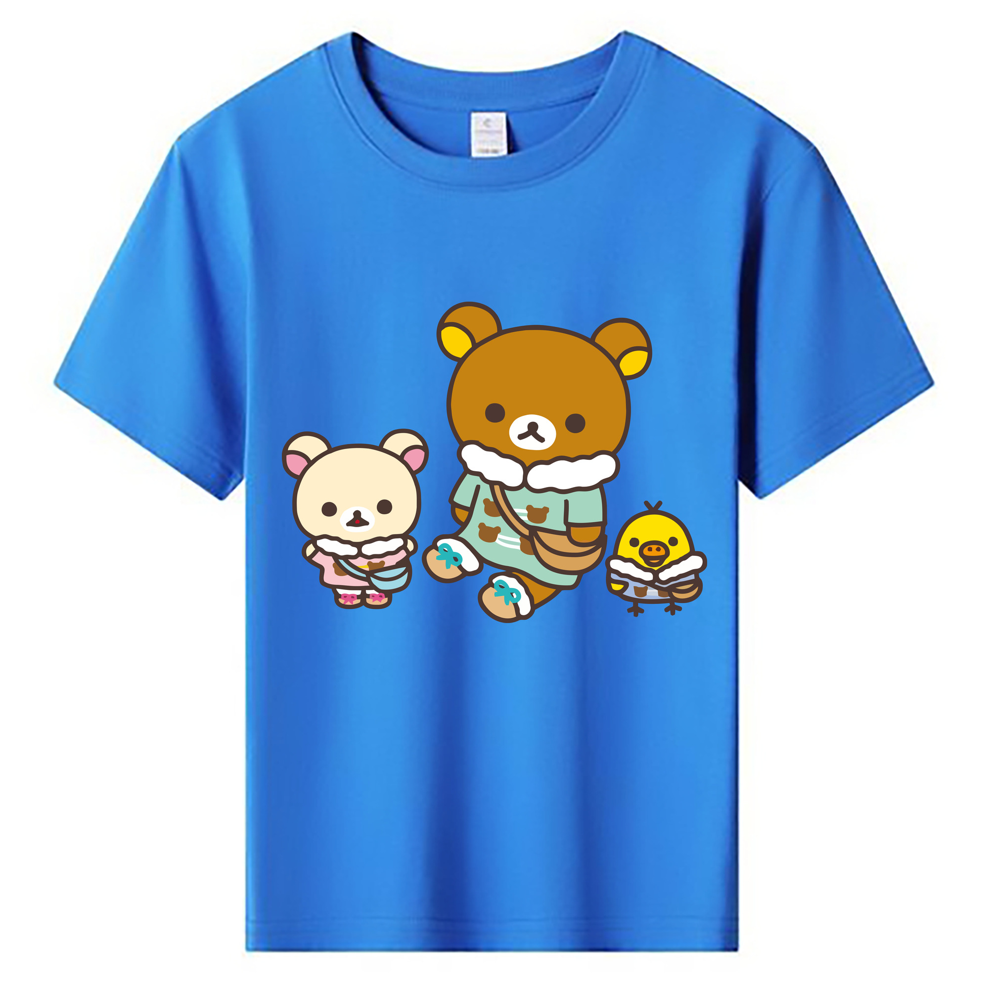 （画像用） リラックマ リラックマ キイロイトリ Rilakkuma Korilakkuma Kiiroitori 綿100％キッズTシャツ（フロントプリント）